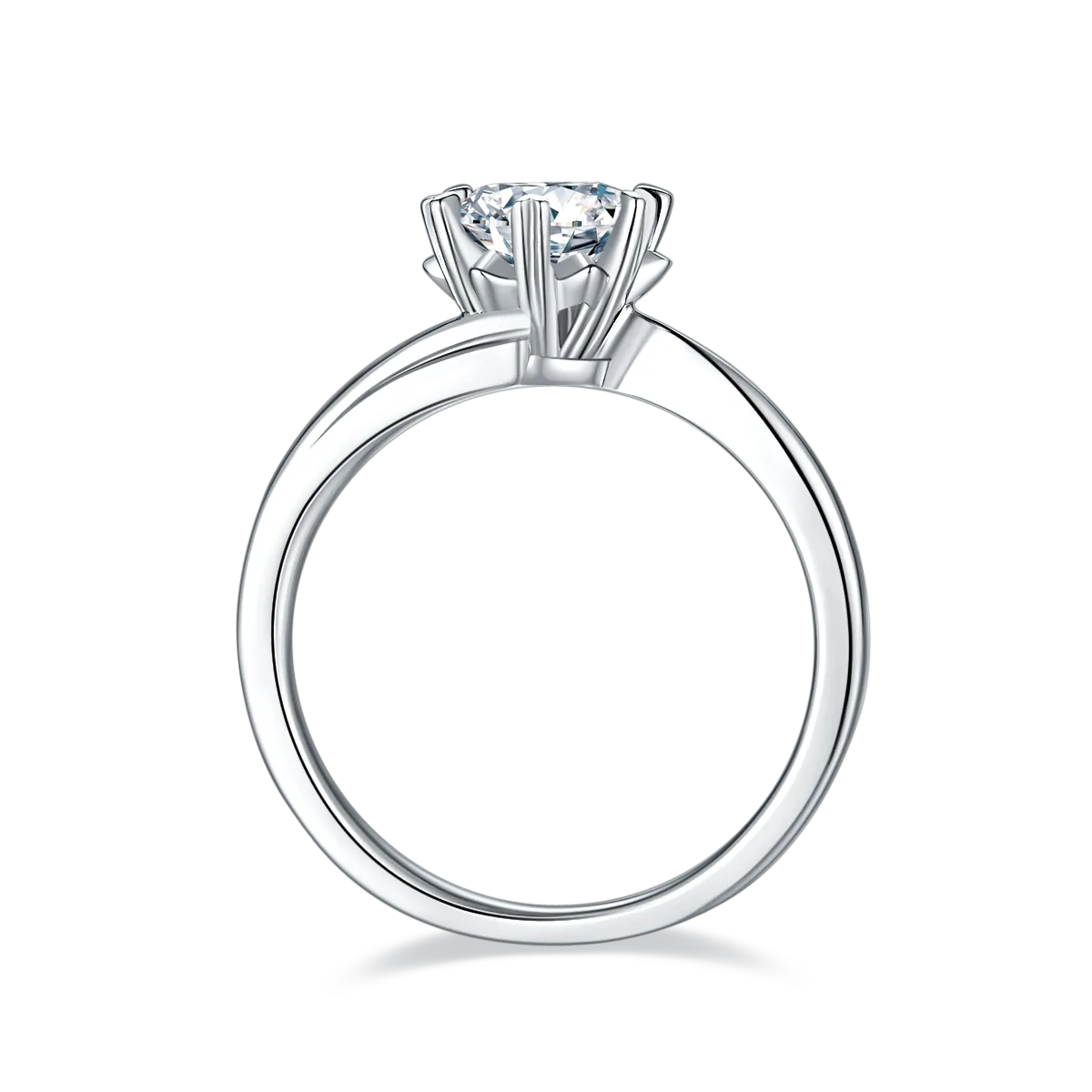 Twisted-Band Classic Snowflake S925 White-Gold-Plated Silver Moissanite Proposal Ring Women's Ring 1ct D