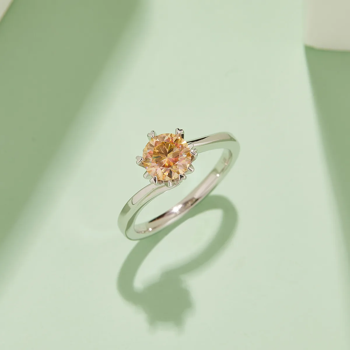Twisted-Band Classic Snowflake S925 White-Gold-Plated Silver Moissanite Proposal Ring Women's Ring 1ct D