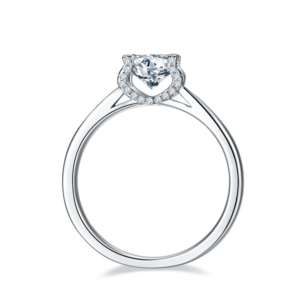 Straight-Band V Micro-Pavé Ox S925 White-Gold-Plated Silver Moissanite Engagement Ring Women's Ring 1ct D