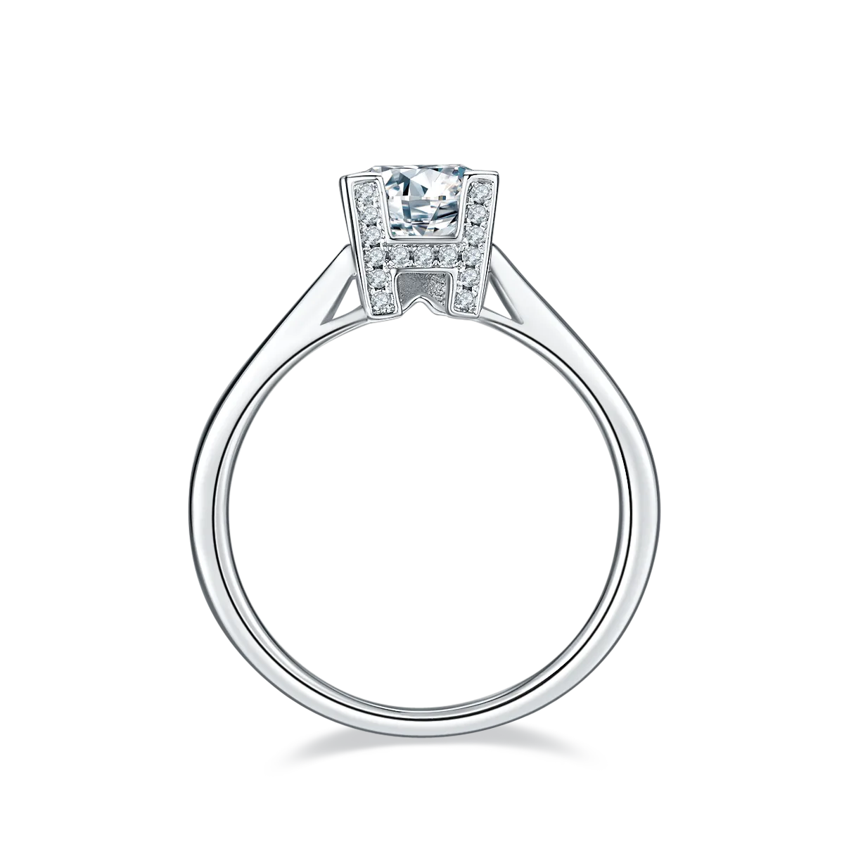 Straight-Band V HWLetter Letter S925 White-Gold-Plated Silver Moissanite Wedding Band Women's Ring 1ct D