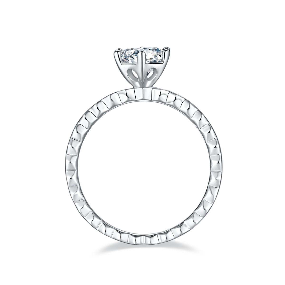 Straight-Band Micro-Pavé Honeycomb S925 White-Gold-Plated Silver Moissanite Proposal Ring Women's Ring 1ct D