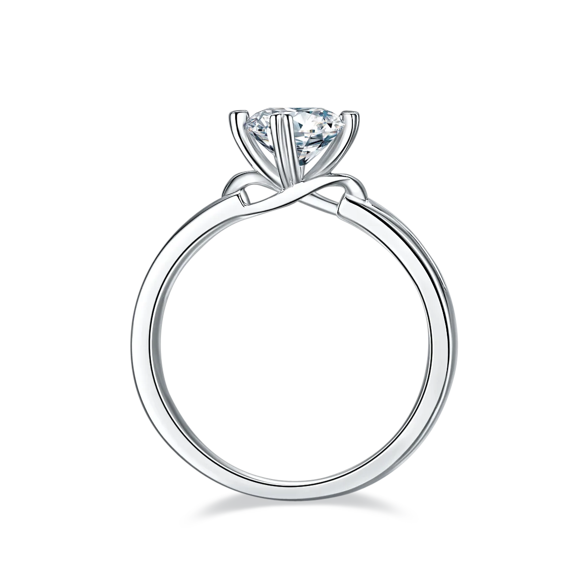 Straight-Band Minimalist Flower S925 White-Gold-Plated Silver Moissanite Engagement Ring Women's Ring 1ct D