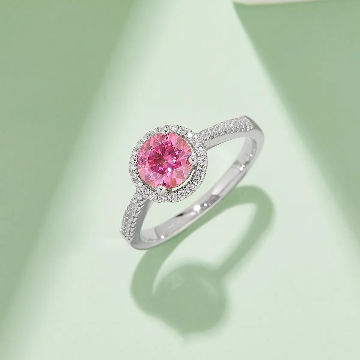 Straight-Band Deluxe Round Bezel S925 White-Gold-Plated Silver Moissanite Proposal Ring Women's Ring 1ct D