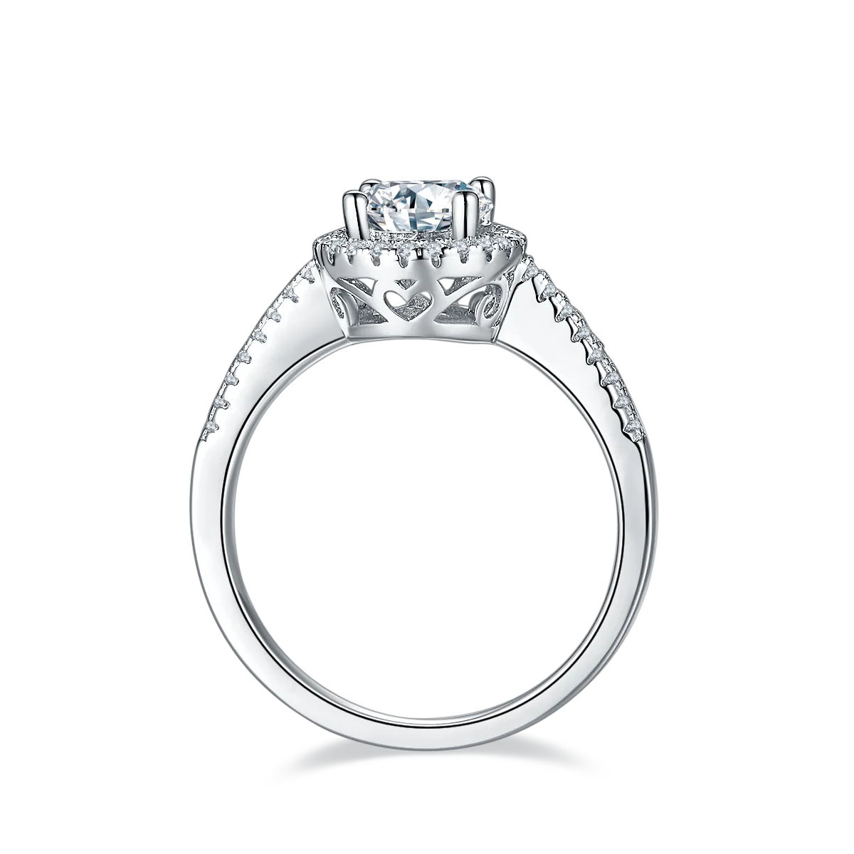Straight-Band Deluxe Round Bezel S925 White-Gold-Plated Silver Moissanite Proposal Ring Women's Ring 1ct D