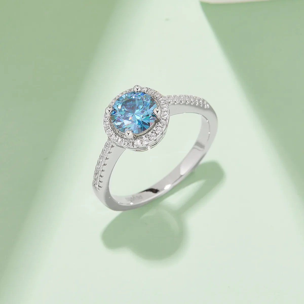 Straight-Band Deluxe Round Bezel S925 White-Gold-Plated Silver Moissanite Proposal Ring Women's Ring 1ct D