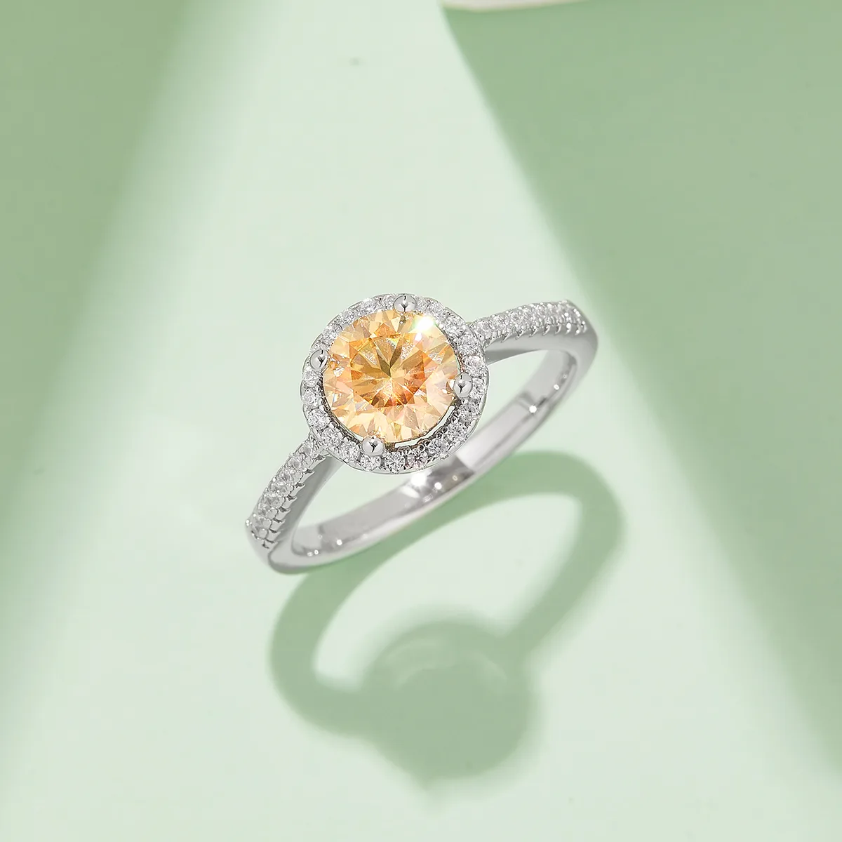 Straight-Band Deluxe Round Bezel S925 White-Gold-Plated Silver Moissanite Proposal Ring Women's Ring 1ct D