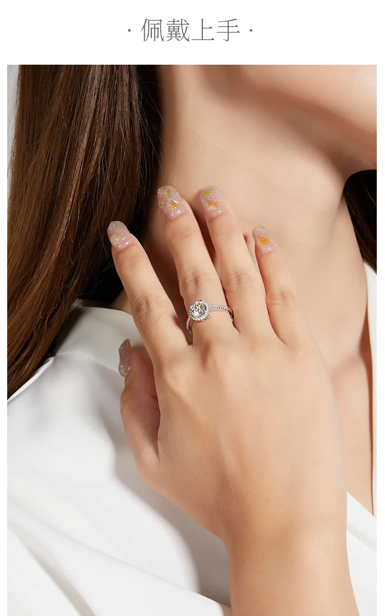Straight-Band Deluxe Round Bezel S925 White-Gold-Plated Silver Moissanite Propos