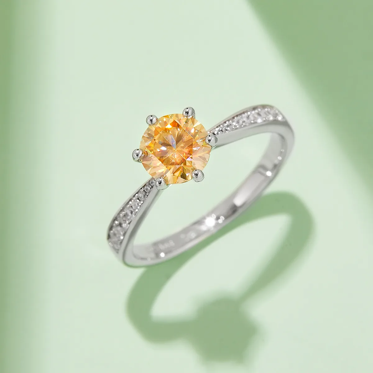 Straight-Band Spirit S925 White-Gold-Plated Silver Moissanite Engagement Ring Women's Ring 1ct D