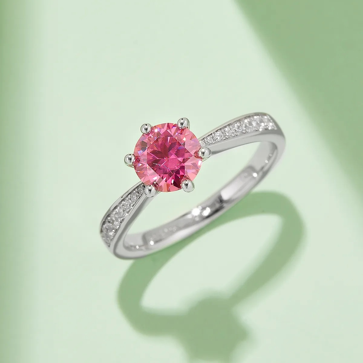 Straight-Band Spirit S925 White-Gold-Plated Silver Moissanite Engagement Ring Women's Ring 1ct D