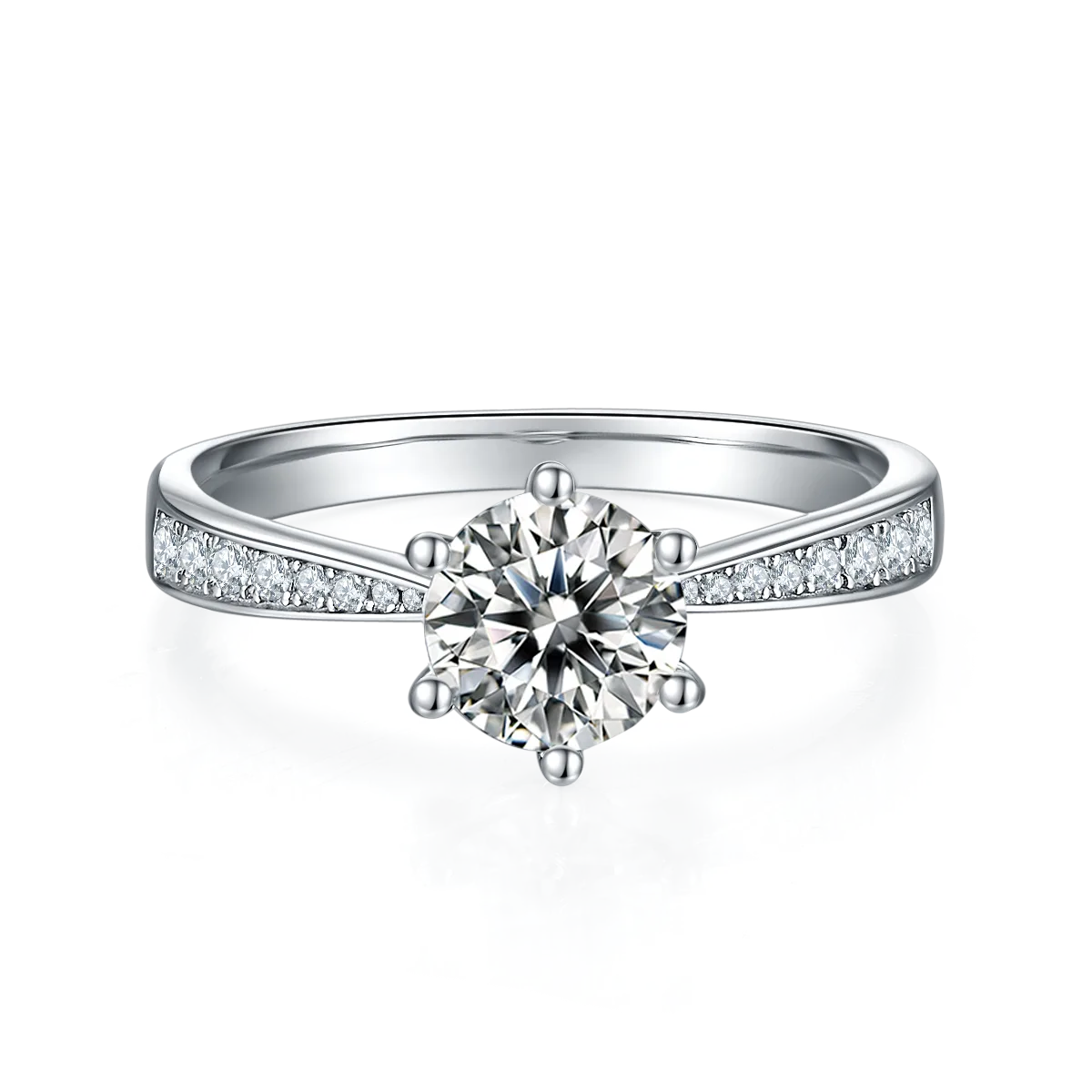 Straight-Band Spirit S925 White-Gold-Plated Silver Moissanite Engagement Ring Women's Ring 1ct D