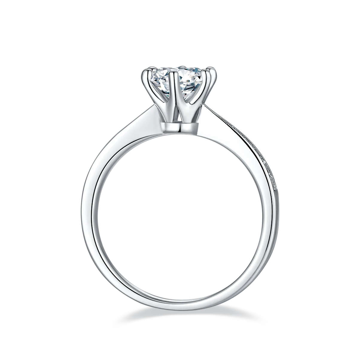Straight-Band Spirit S925 White-Gold-Plated Silver Moissanite Engagement Ring Women's Ring 1ct D