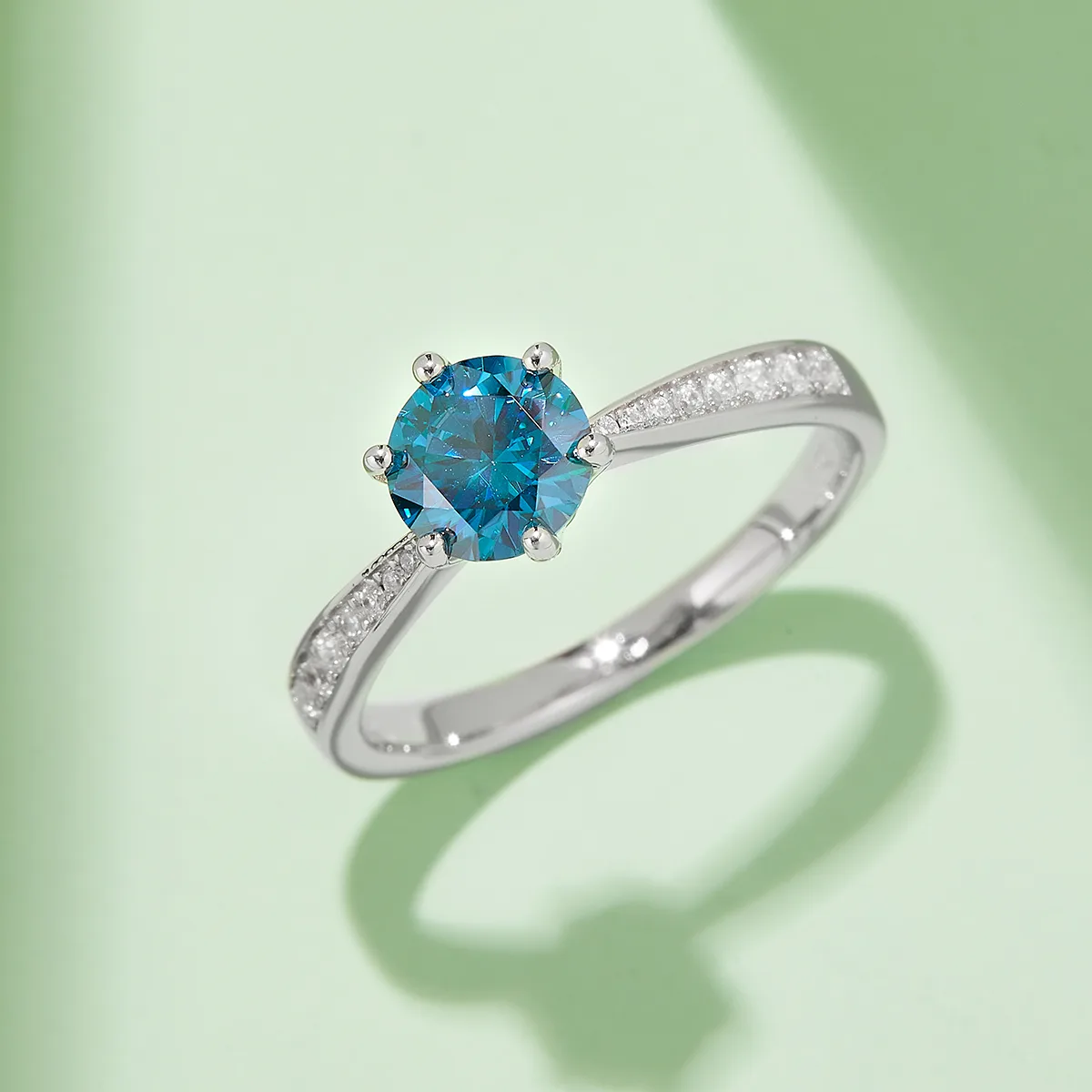 Straight-Band Spirit S925 White-Gold-Plated Silver Moissanite Engagement Ring Women's Ring 1ct D