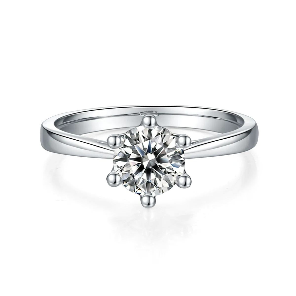 Straight-Band Crown S925 White-Gold-Plated Silver Moissanite Wedding Band Women's Ring 1ct D