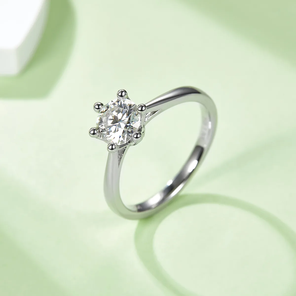 Straight-Band Crown S925 White-Gold-Plated Silver Moissanite Wedding Band Women's Ring 1ct D