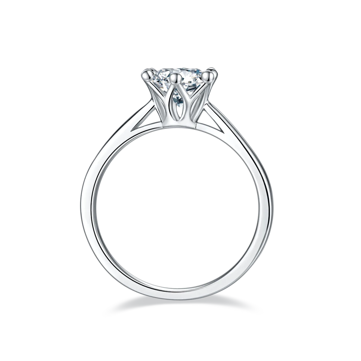 Straight-Band Crown S925 White-Gold-Plated Silver Moissanite Wedding Band Women's Ring 1ct D