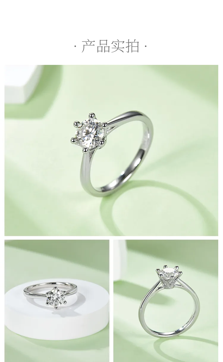 Straight-Band Crown S925 White-Gold-Plated Silver Moissanite Wedding Band Women