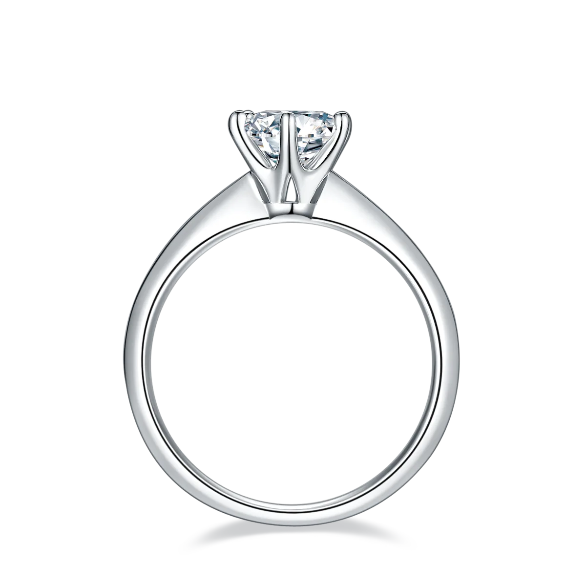 Straight-Band Classic Six-Prong T S925 White-Gold-Plated Silver Moissanite Wedding Band Women's Ring 1ct D