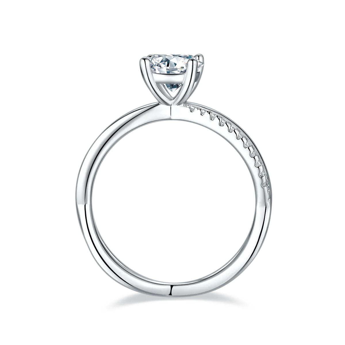 Double-Band S925 White-Gold-Plated Silver Moissanite Engagement Ring Women's Ring 1ct D