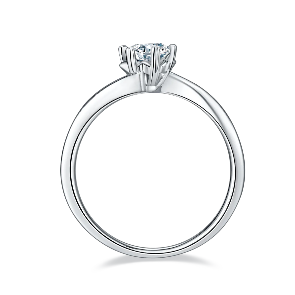 Twisted-Band Classic Snowflake S925 White-Gold-Plated Silver Moissanite Engagement Ring Women's Ring 0.5ct D