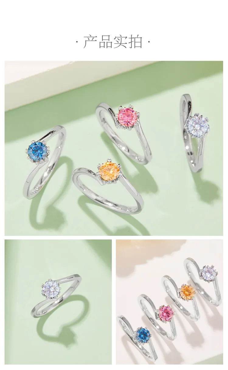 Twisted-Band Classic Snowflake S925 White-Gold-Plated Silver Moissanite Engageme