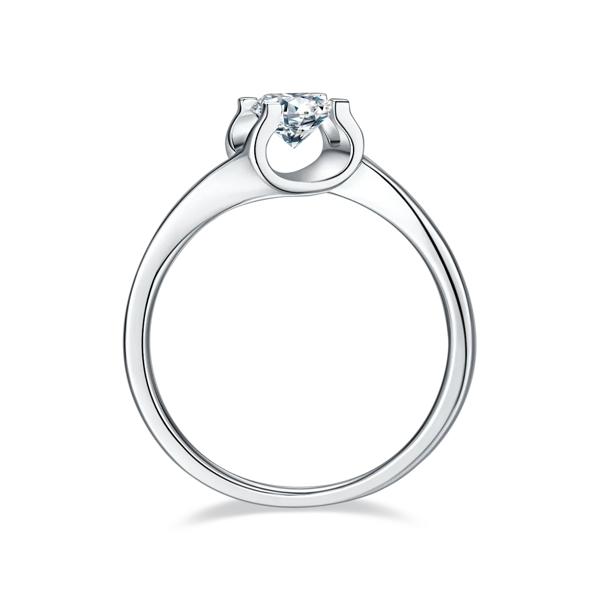 Twisted-Band Ox S925 White-Gold-Plated Silver Moissanite Proposal Ring Women's Ring 0.5ct D