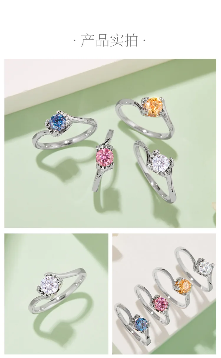 Twisted-Band Ox S925 White-Gold-Plated Silver Moissanite Proposal Ring Women