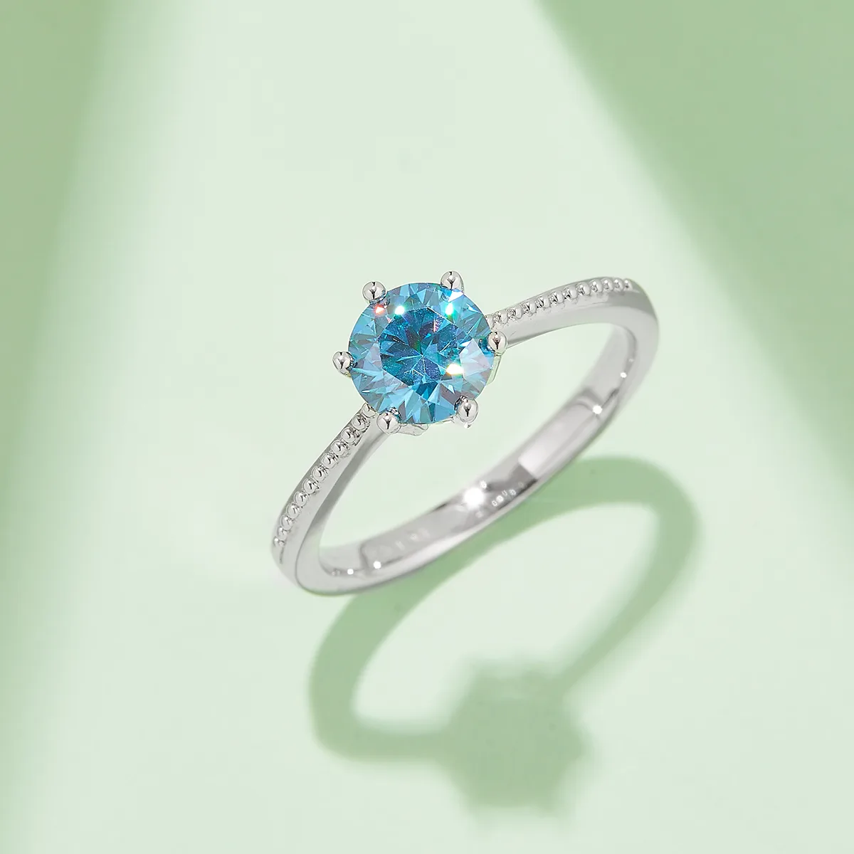 Straight-Band Bead Promise S925 White-Gold-Plated Silver Moissanite Wedding Band Women's Ring 1ct D