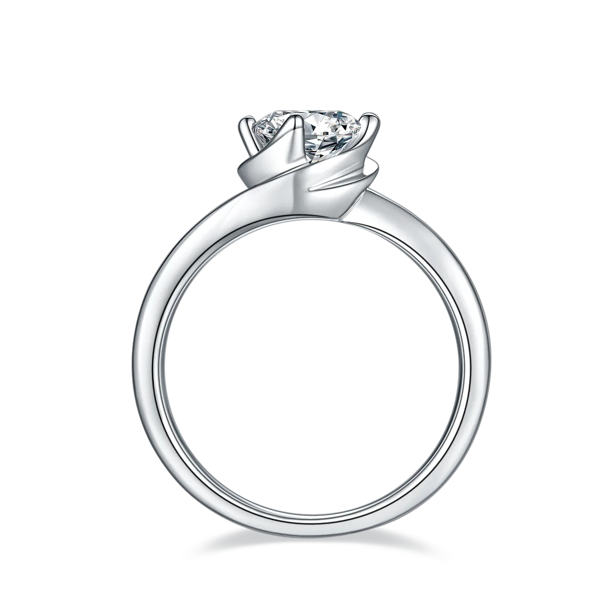 Twisted-Band Flower S925 White-Gold-Plated Silver Moissanite Engagement Ring Women's Ring 1ct D