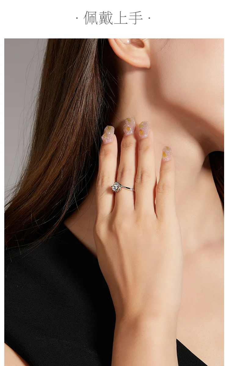 Twisted-Band Flower S925 White-Gold-Plated Silver Moissanite Engagement Ring Wom