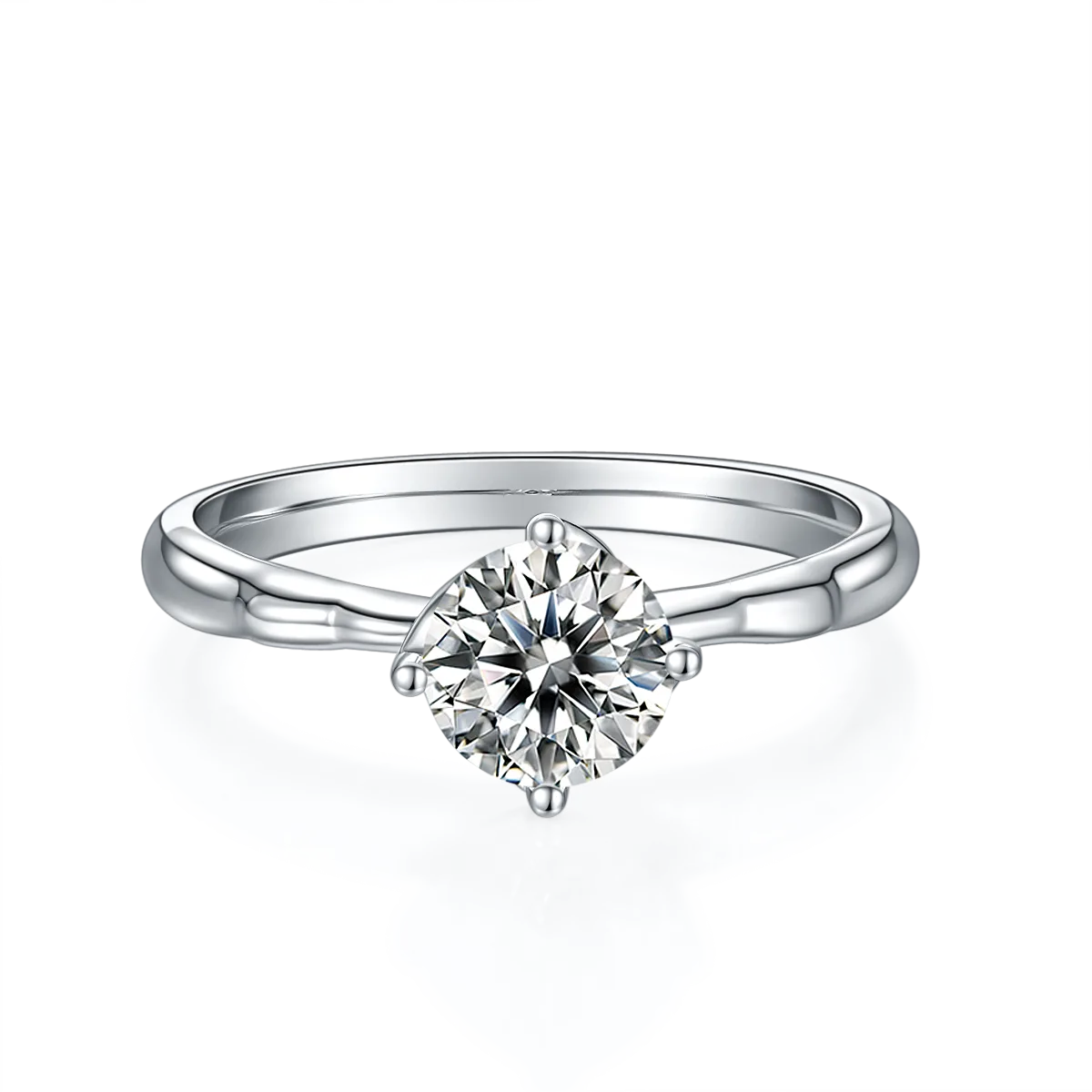 Straight-Band Small S925 White-Gold-Plated Silver Moissanite Engagement Ring Women's Ring 1ct D