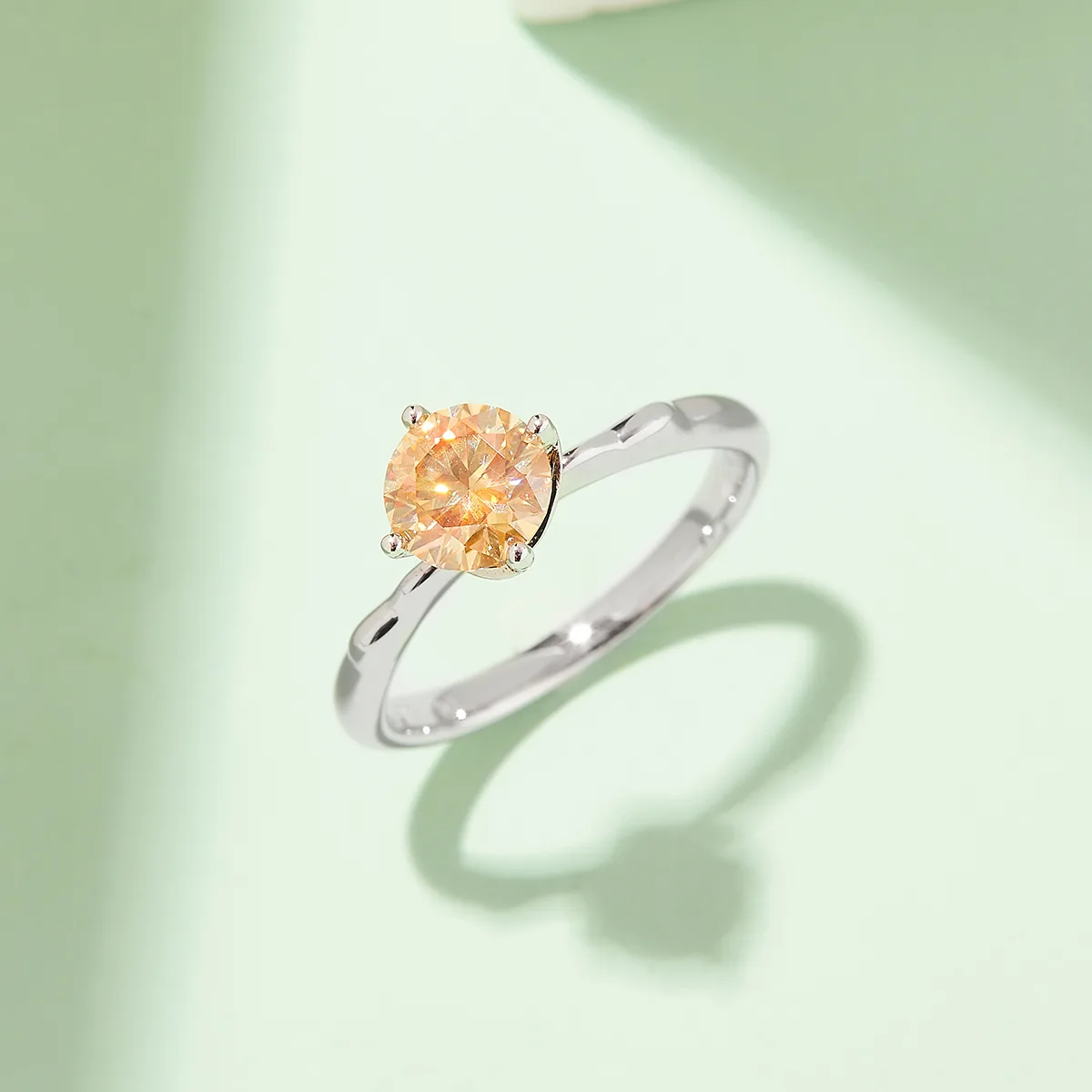 Straight-Band Small S925 White-Gold-Plated Silver Moissanite Engagement Ring Women's Ring 1ct D