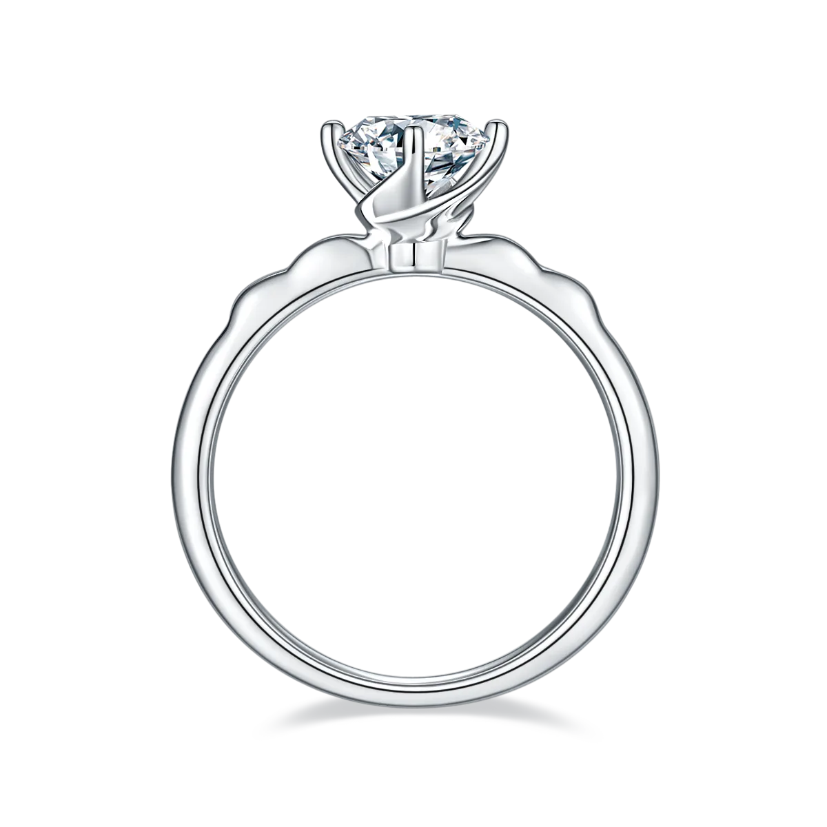 Straight-Band Small S925 White-Gold-Plated Silver Moissanite Engagement Ring Women's Ring 1ct D