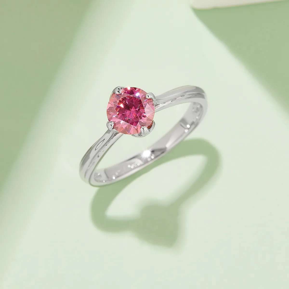 Straight-Band Flower S925 White-Gold-Plated Silver Moissanite Proposal Ring Women's Ring 1ct D