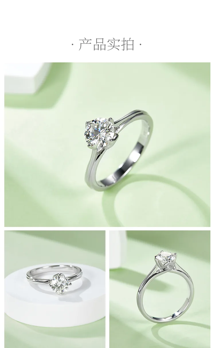 Straight-Band Flower S925 White-Gold-Plated Silver Moissanite Proposal Ring Wome