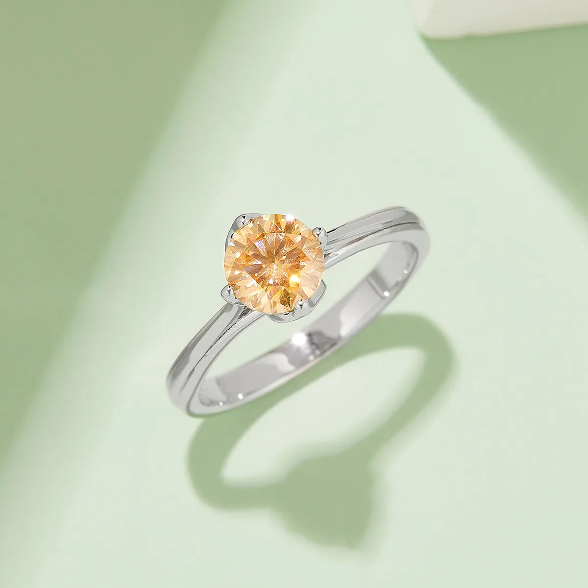 Straight-Band Flower S925 White-Gold-Plated Silver Moissanite Proposal Ring Women's Ring 1ct D