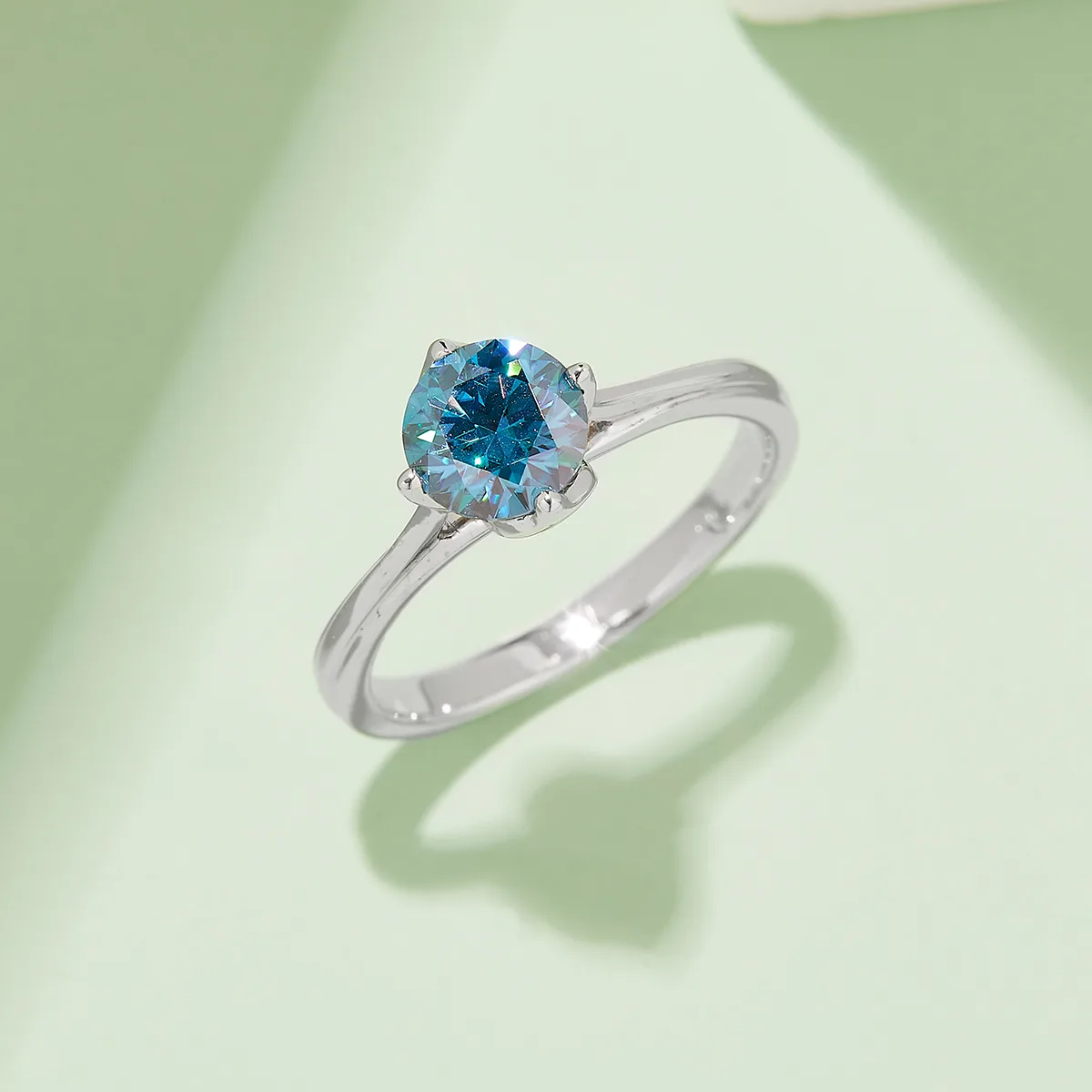 Straight-Band Flower S925 White-Gold-Plated Silver Moissanite Proposal Ring Women's Ring 1ct D