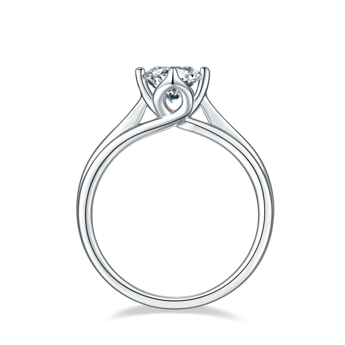 Straight-Band Flower S925 White-Gold-Plated Silver Moissanite Proposal Ring Women's Ring 1ct D