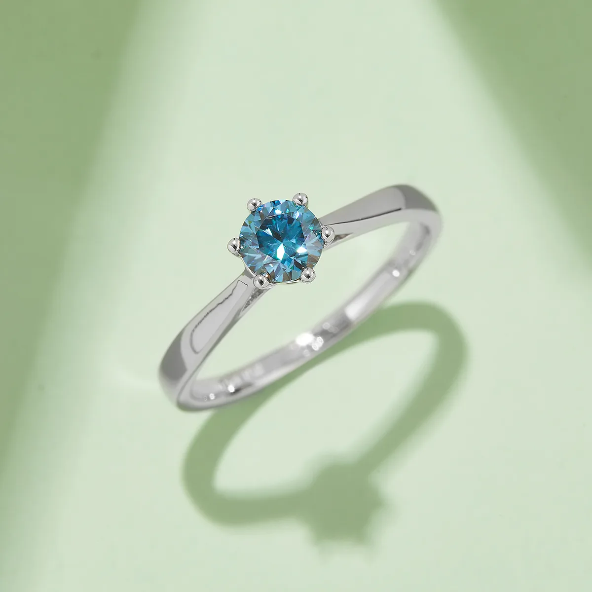 Straight-Band Six-Prong S925 White-Gold-Plated Silver Moissanite Wedding Band Women's Ring 0.5ct D