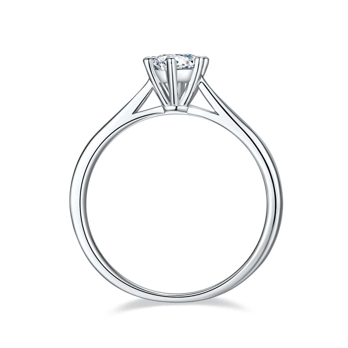 Straight-Band Six-Prong S925 White-Gold-Plated Silver Moissanite Wedding Band Women's Ring 0.5ct D