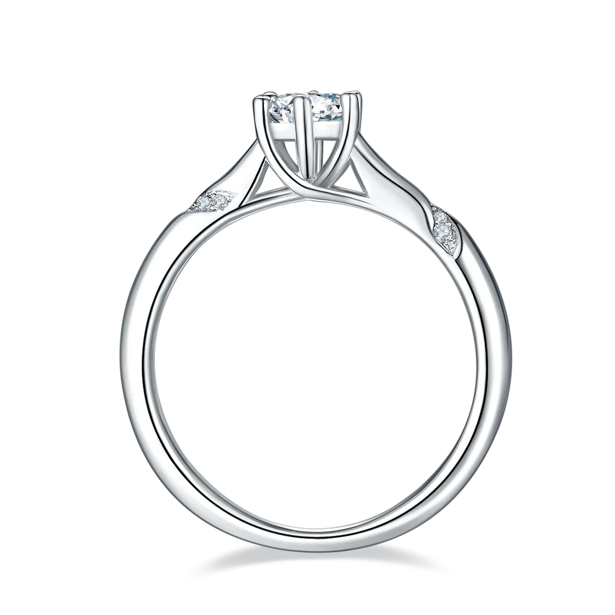 Micro-Pavé S925 White-Gold-Plated Silver Moissanite Proposal Ring Women's Ring 0.5ct D
