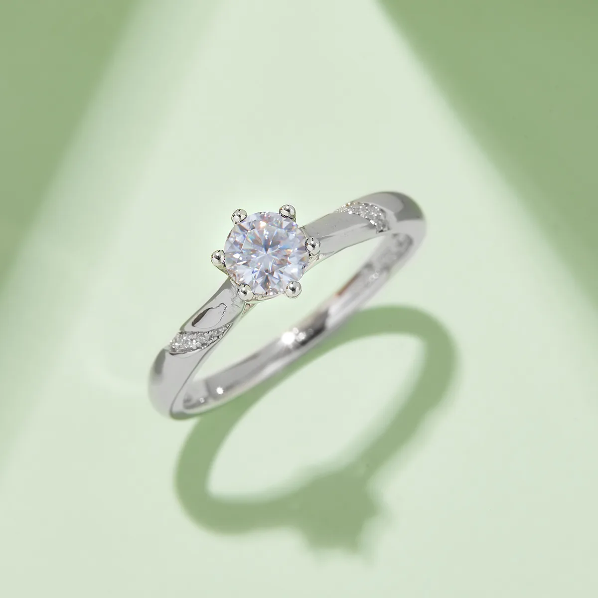 Micro-Pavé S925 White-Gold-Plated Silver Moissanite Proposal Ring Women's Ring 0.5ct D