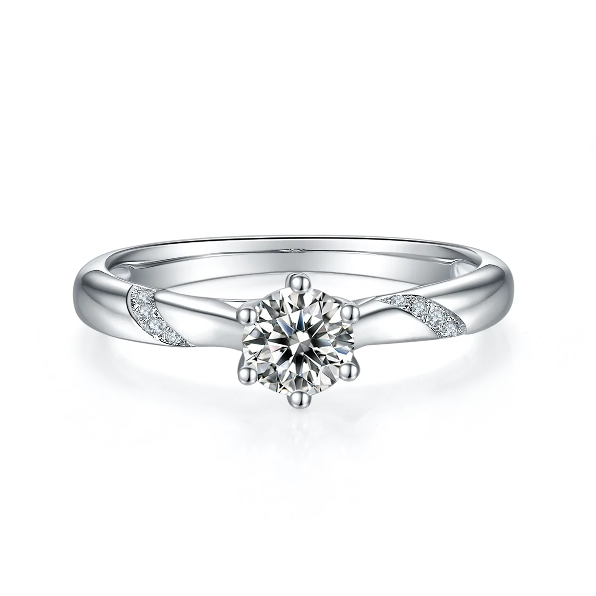 Micro-Pavé S925 White-Gold-Plated Silver Moissanite Proposal Ring Women's Ring 0.5ct D