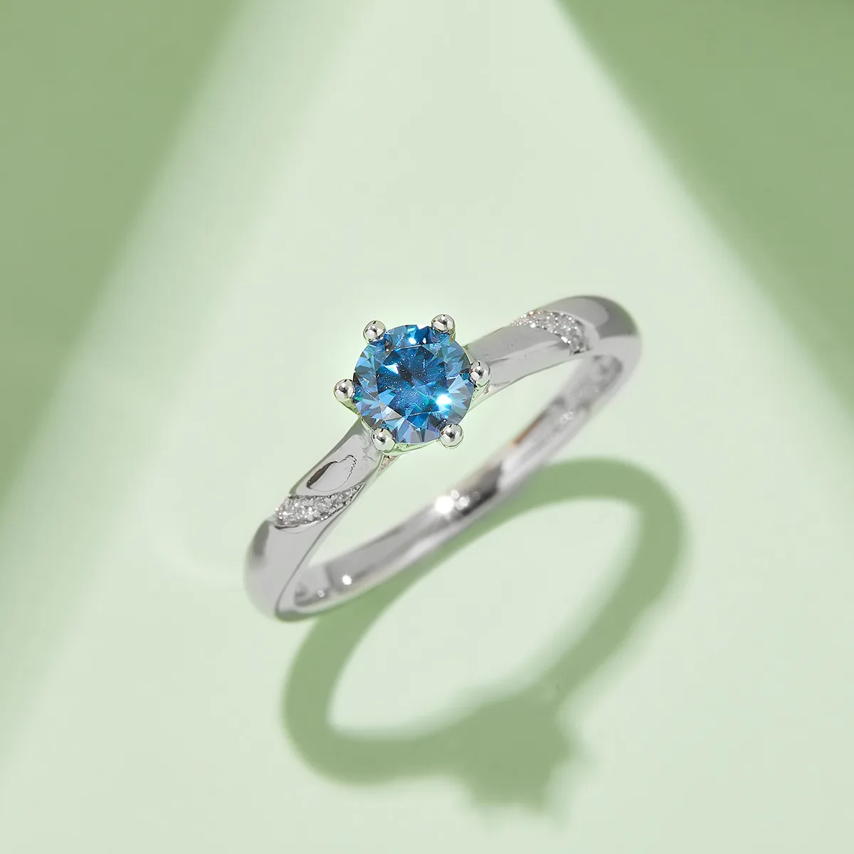 Micro-Pavé S925 White-Gold-Plated Silver Moissanite Proposal Ring Women's Ring 0.5ct D