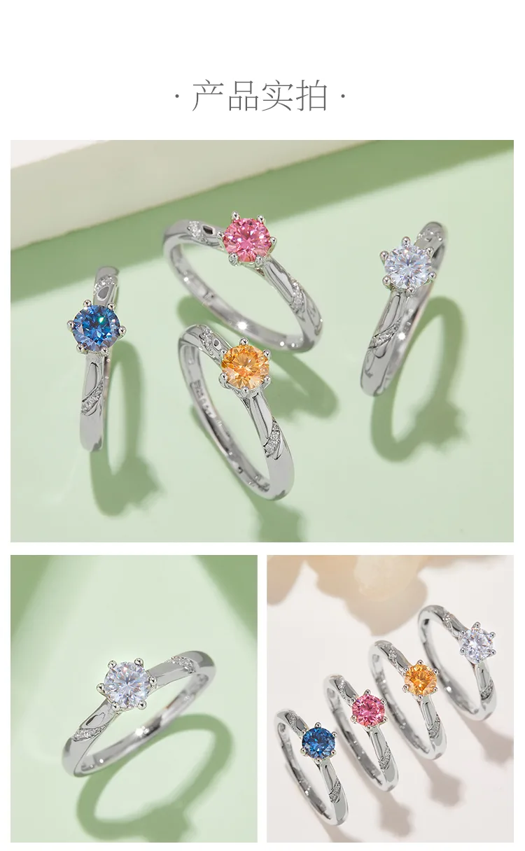 Micro-Pavé S925 White-Gold-Plated Silver Moissanite Proposal Ring Women