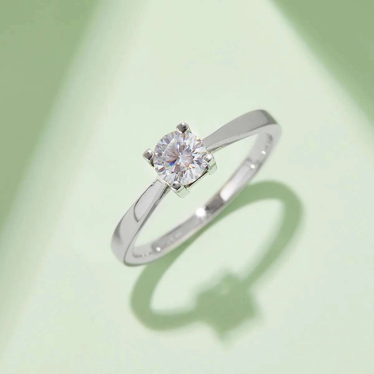 Straight-Band HW Letter S925 White-Gold-Plated Silver Moissanite Wedding Band Women's Ring 0.5ct D