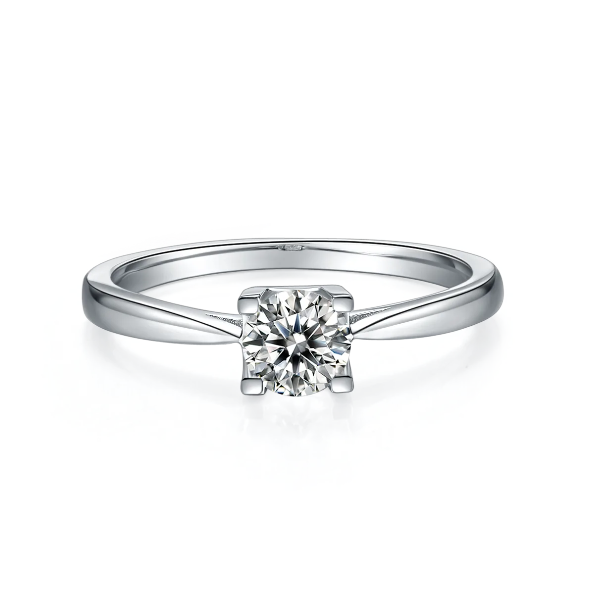 Straight-Band HW Letter S925 White-Gold-Plated Silver Moissanite Wedding Band Women's Ring 0.5ct D