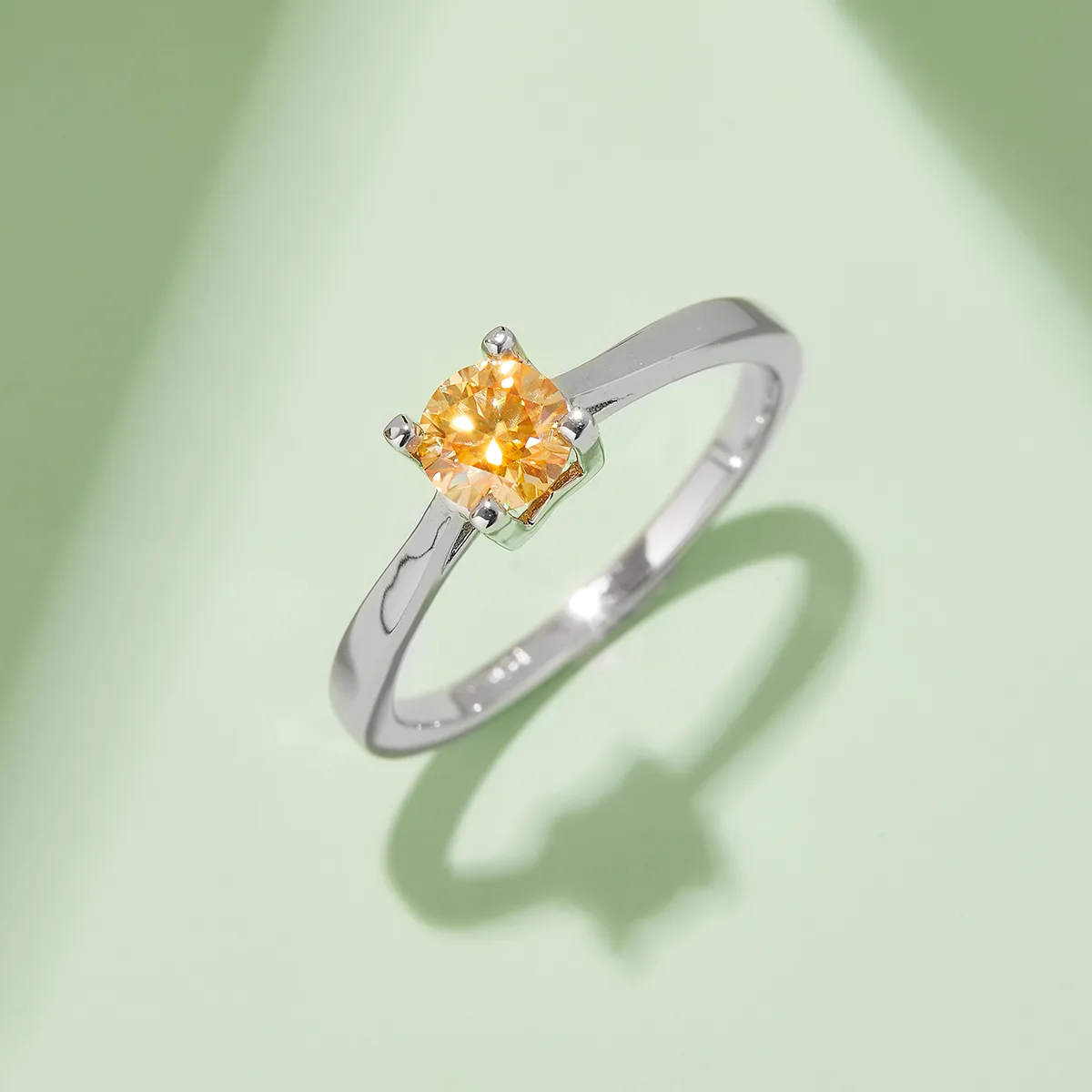 Straight-Band HW Letter S925 White-Gold-Plated Silver Moissanite Wedding Band Women's Ring 0.5ct D