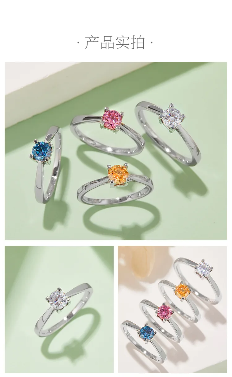 Straight-Band HW Letter S925 White-Gold-Plated Silver Moissanite Wedding Band Wo