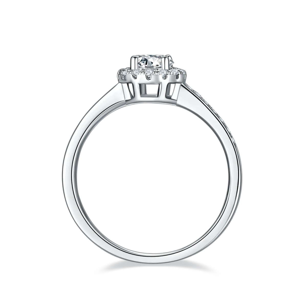Luxury Pavé Round Bezel S925 White-Gold-Plated Silver Moissanite Wedding Band Women's Ring 0.5ct D