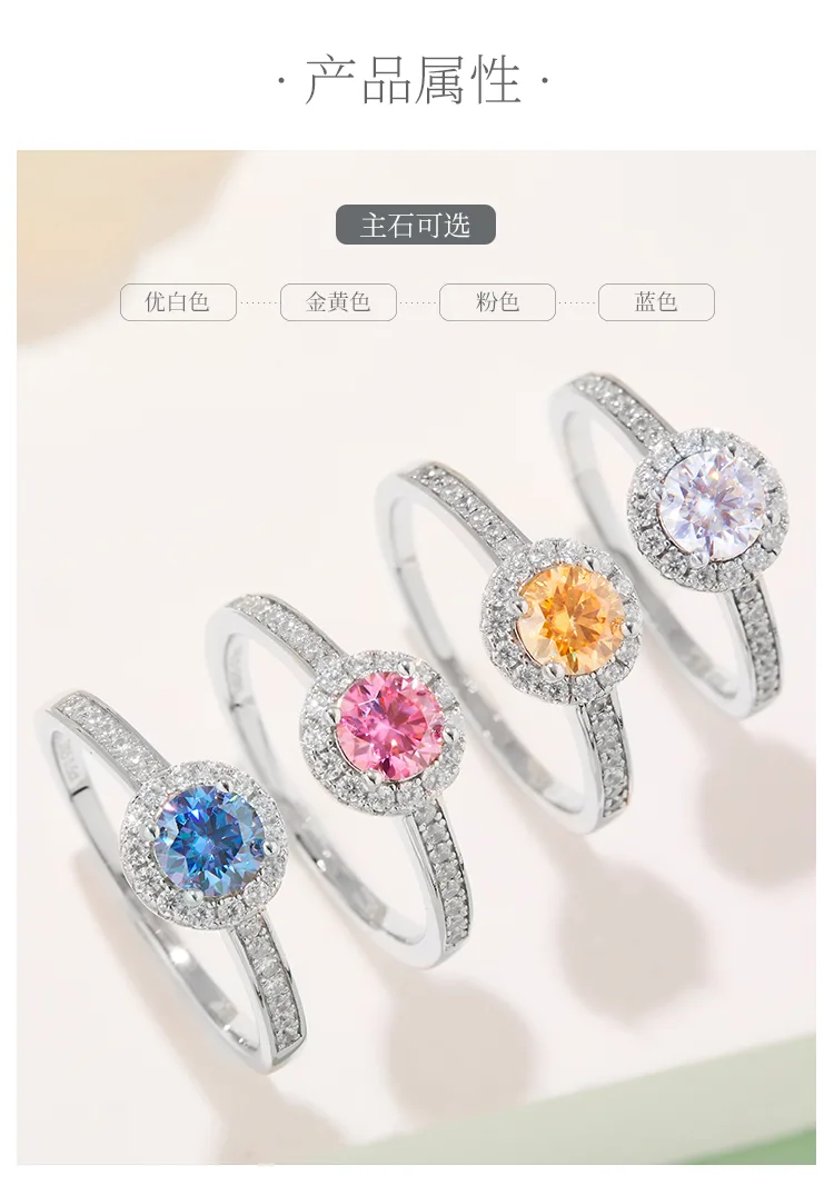 Luxury Pavé Round Bezel S925 White-Gold-Plated Silver Moissanite Wedding Band Wo